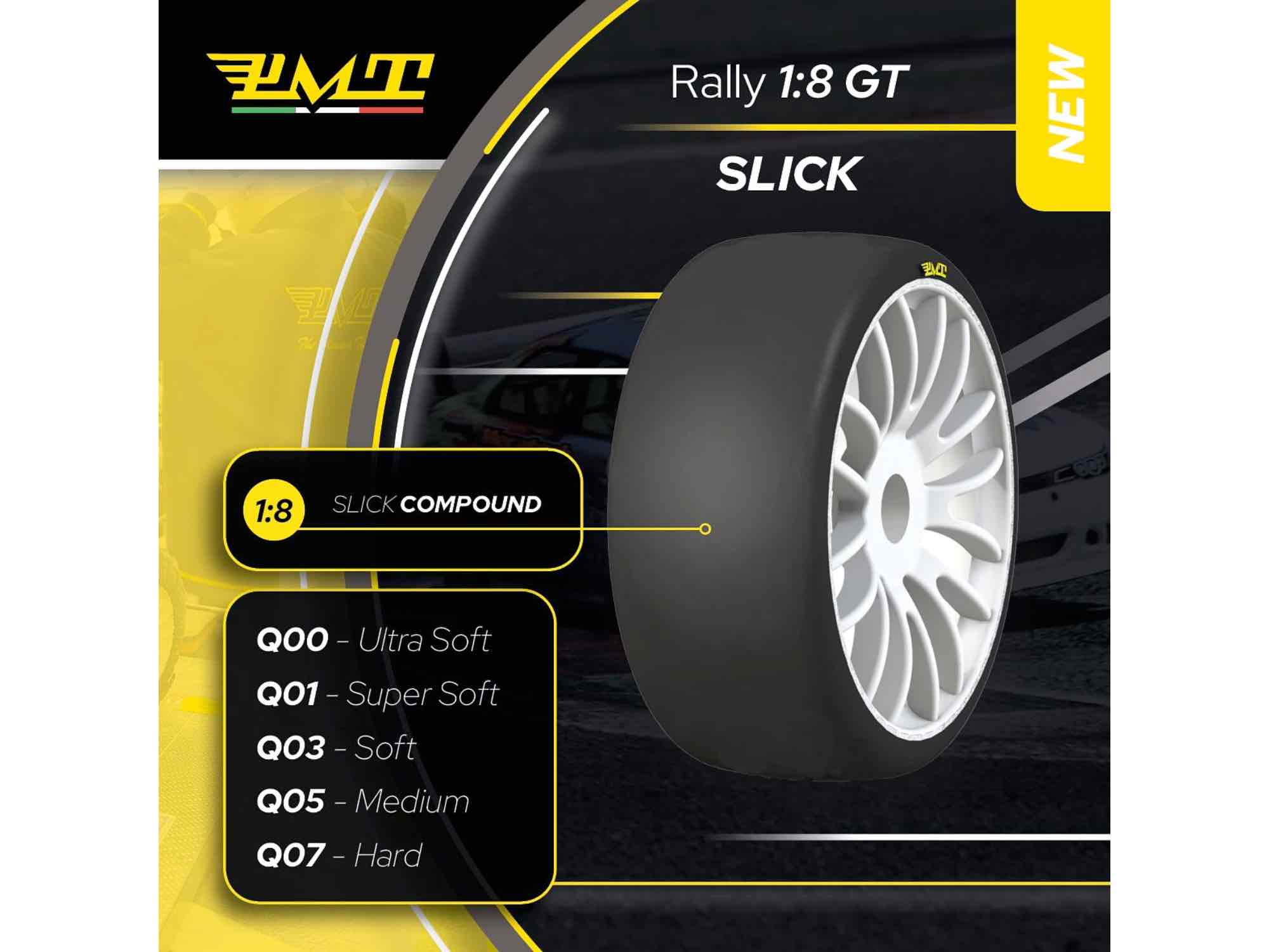 PMT 1:8 GT SLICK "Soft" Q03 White Rims (2)