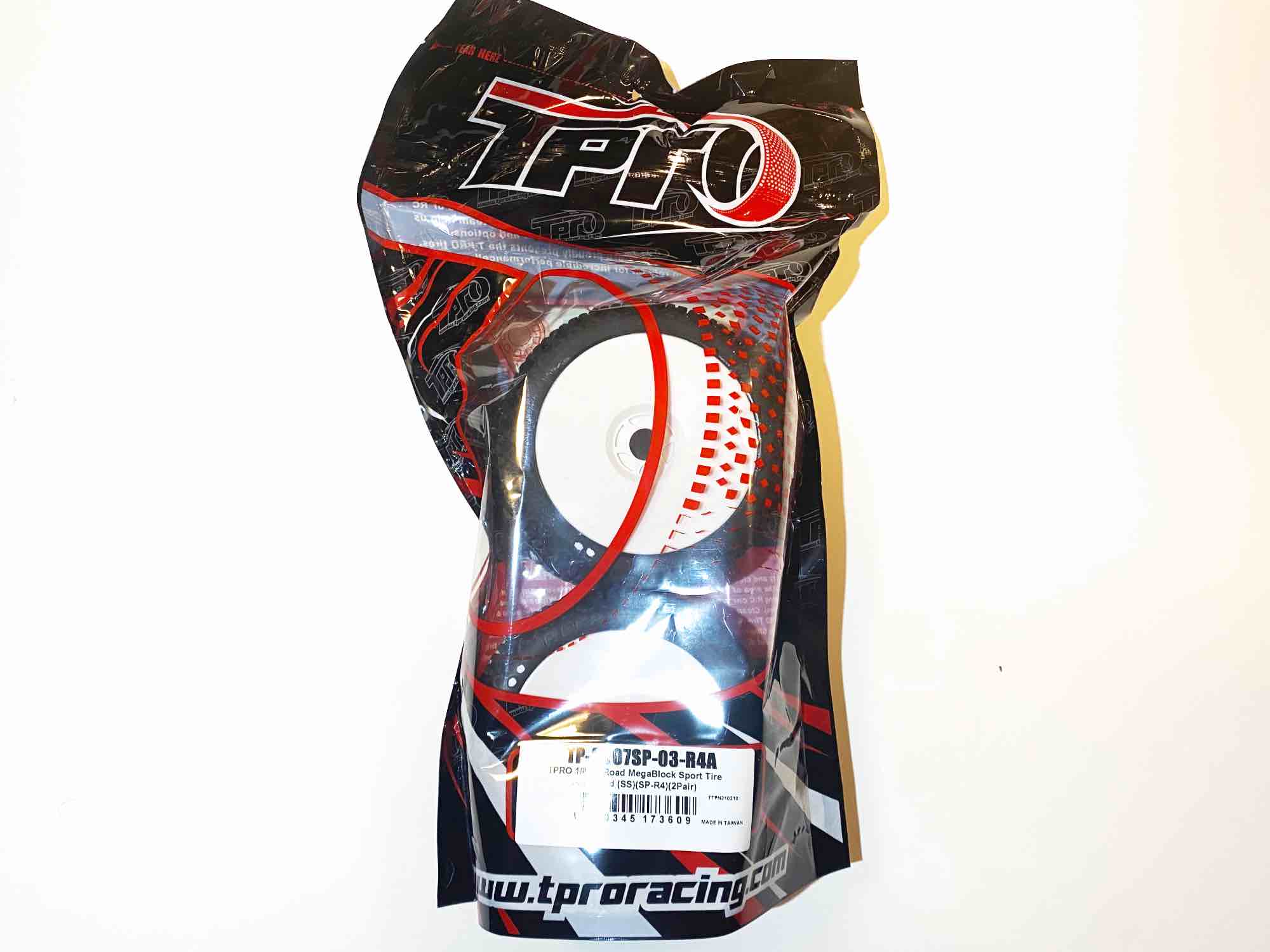 TPRO 1/8 OffRoad MEGABLOCK Sportline Tire Pre-Glued (SP-R4-SuperSoft)(WH)(4)