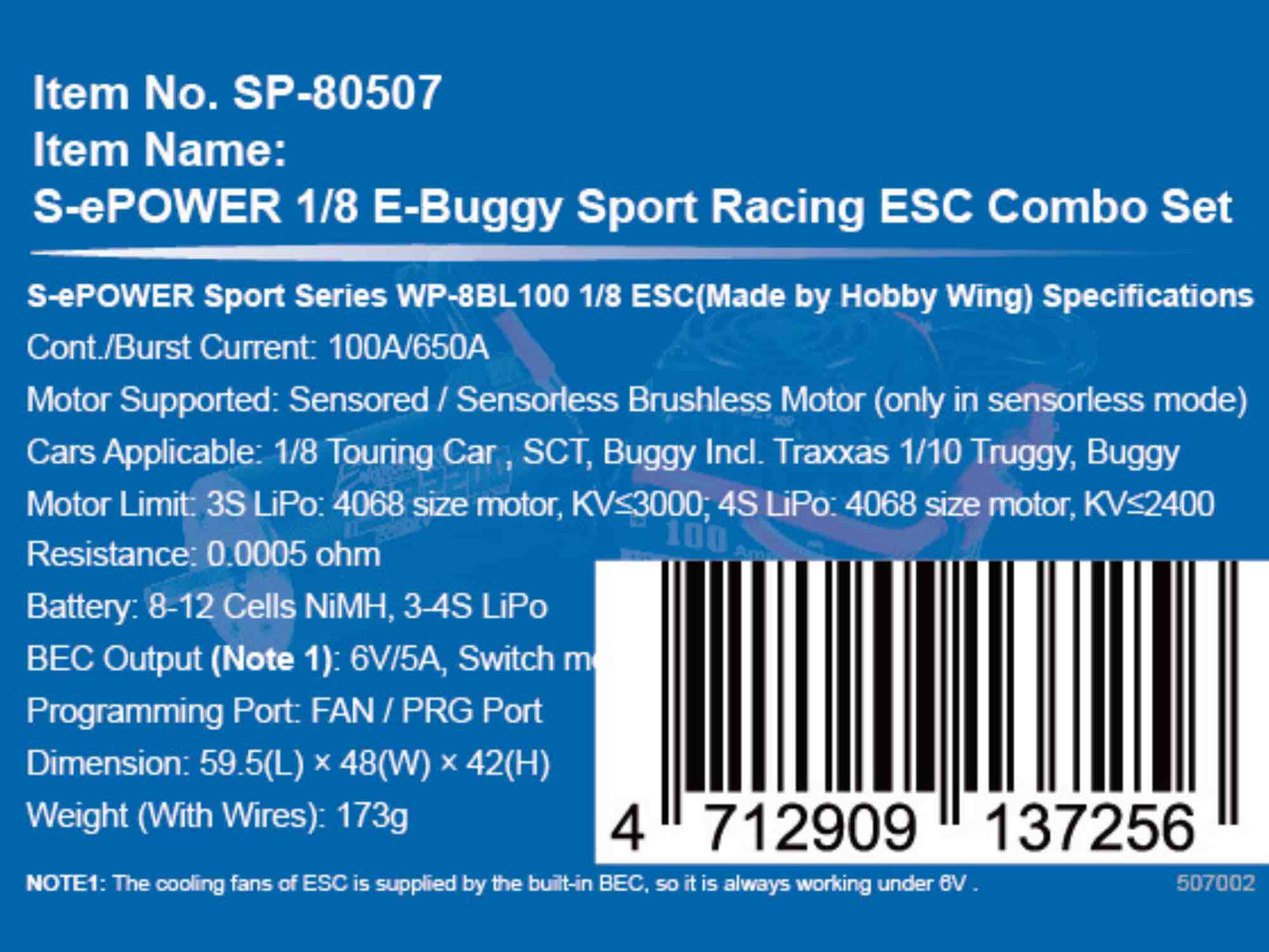 SPower 1/8 E-Buggy Sport Racing ESC Combo Set