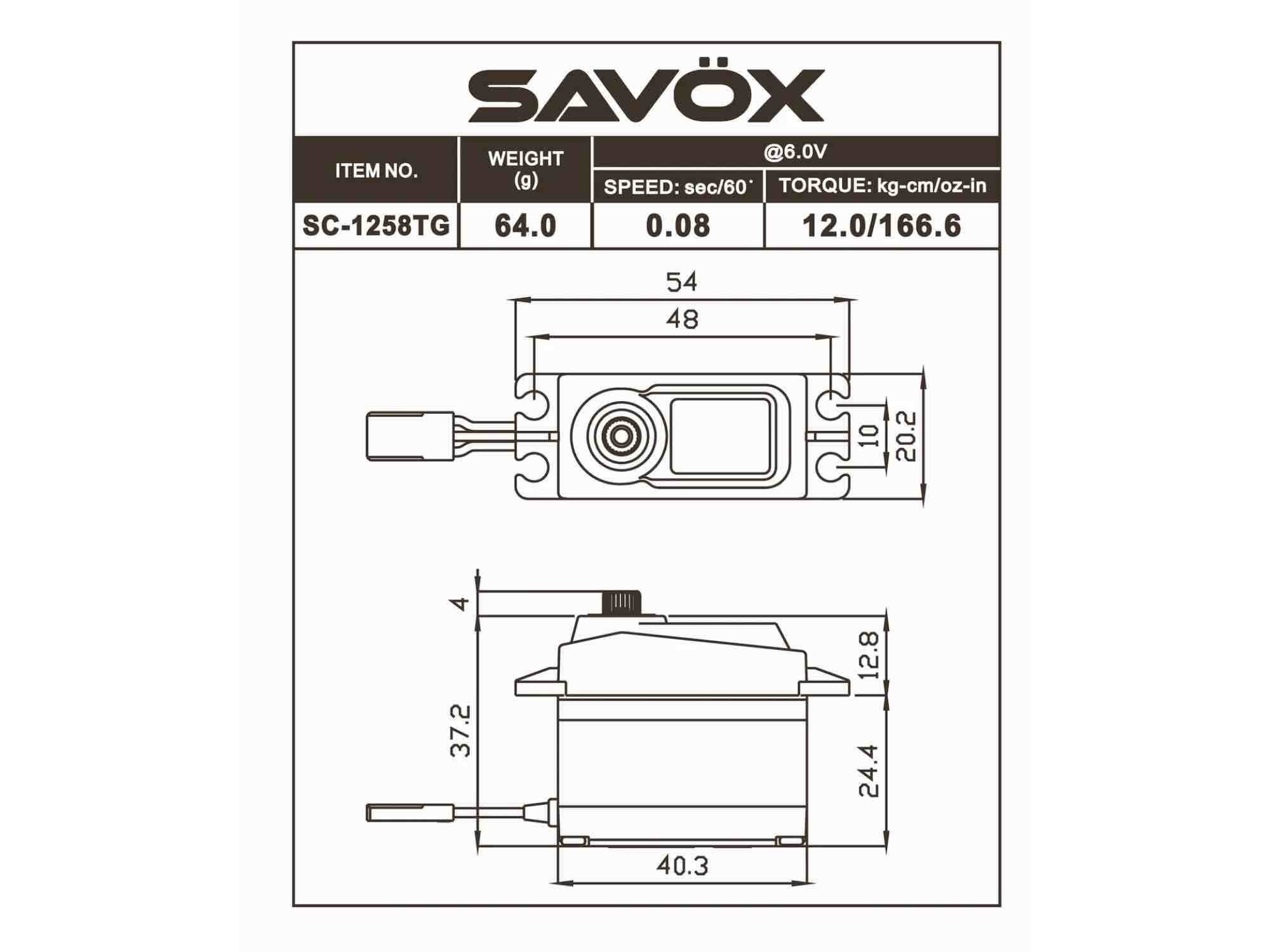 SAVÖX SC-1258TG Standard Size Coreless Digital Servo