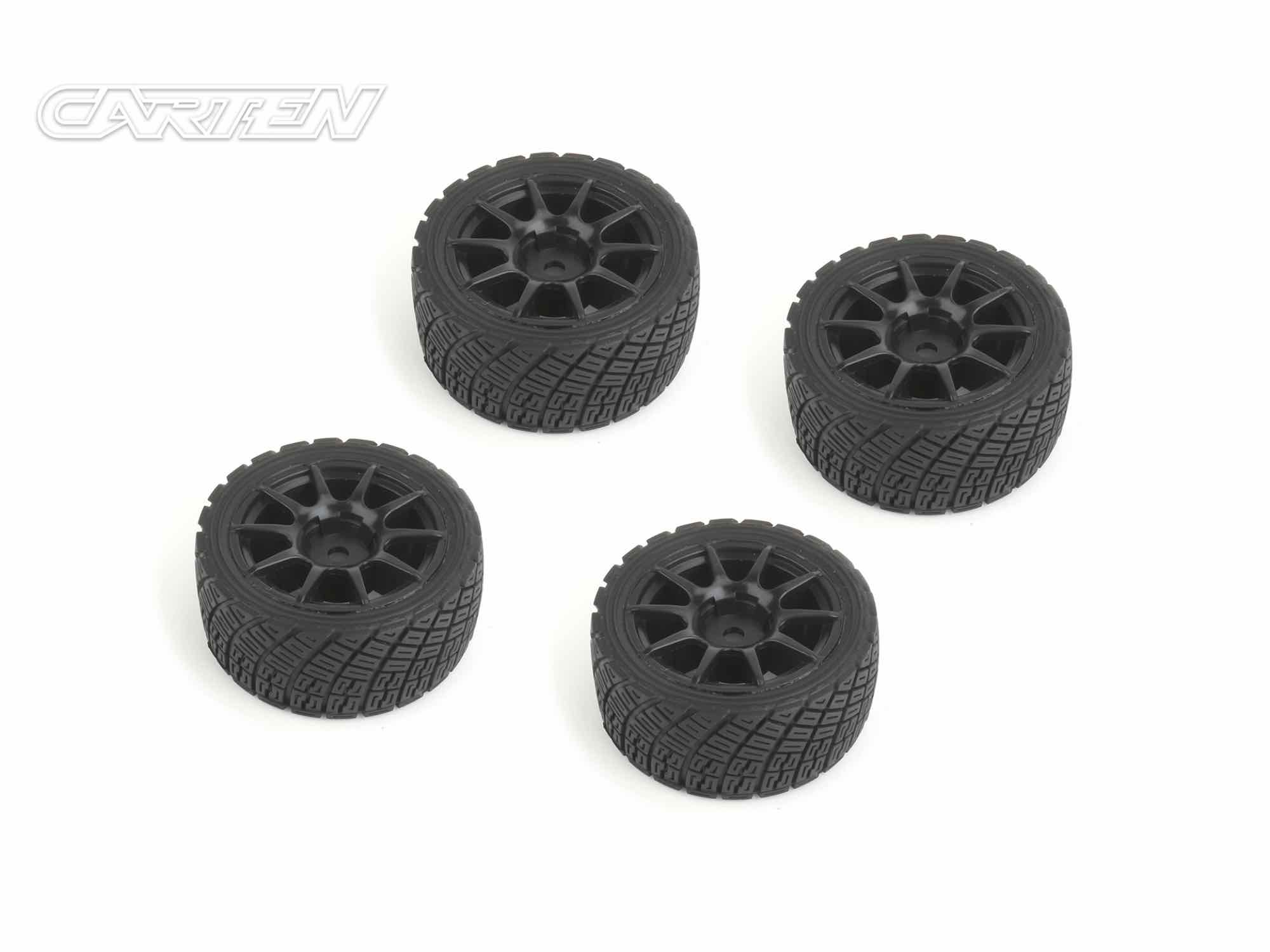 CARTEN M-Rally Tires+Wheels 10 Spoke Black  +1mm (4PCS)