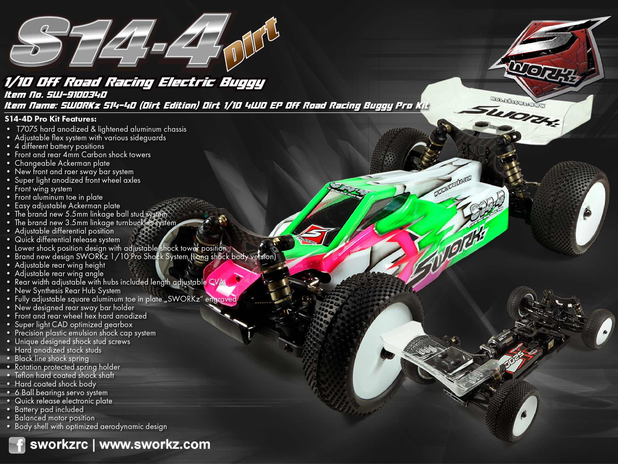 SWORKz S14-4D "Dirt" 1/10 4WD Off-Road Racing Buggy PRO Kit