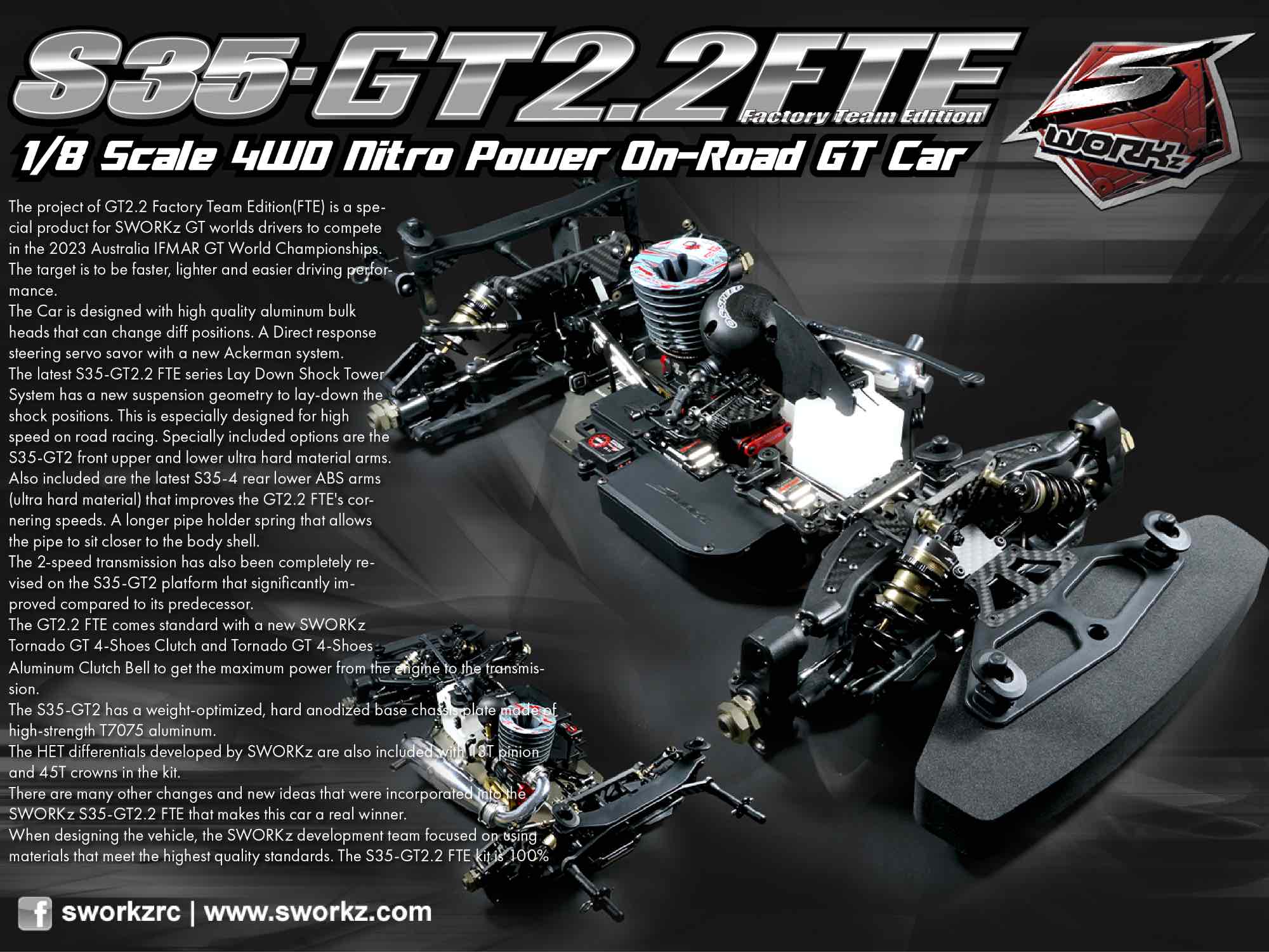 SWORKz S35-GT2.2 FTE Factory Team Edition 1/8 Nitro GT Pro Kit