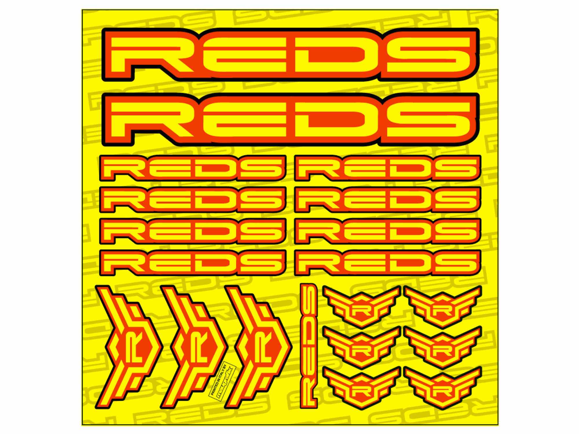 REDS Sticker Sheet 150x150mm cutted Yellow Fluor/Red